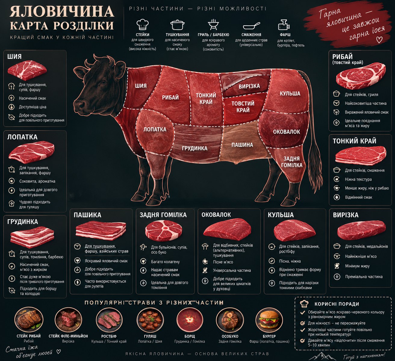 BEEF Store — карта розділки яловичини